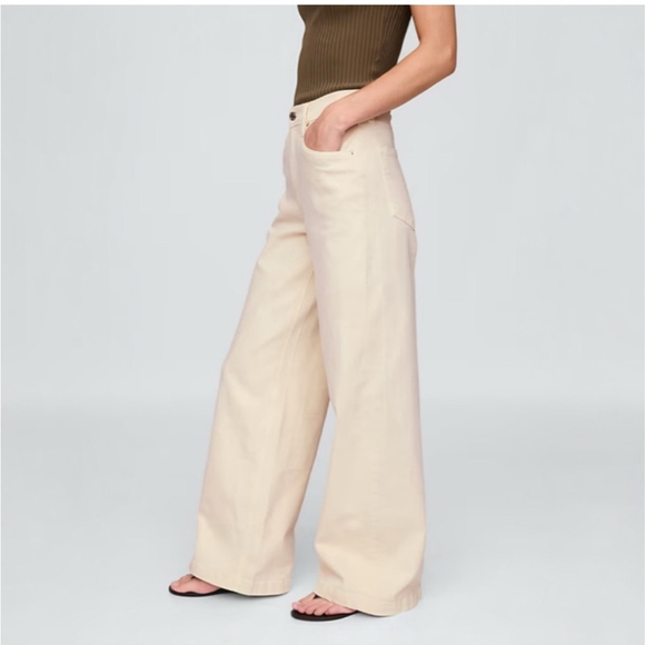 Women's GAP High Rise Wide-Leg Jeans in Beige, Size 10/30R - Picture 5 of 10